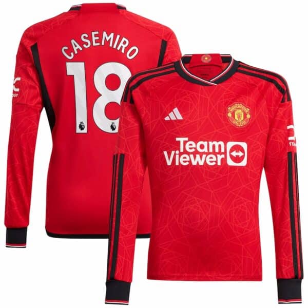 MAILLOT MANCHESTER UNITED DOMICILE MANCHES LONGUES CASEMIRO 2023-2024